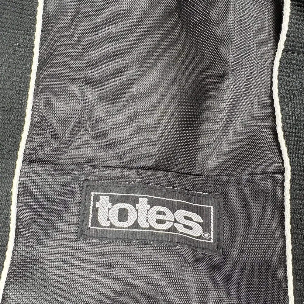 Y2K TOTES Black Nylon Tote Bag Collapses Into Small Zip Pouch Casual Utility VTG